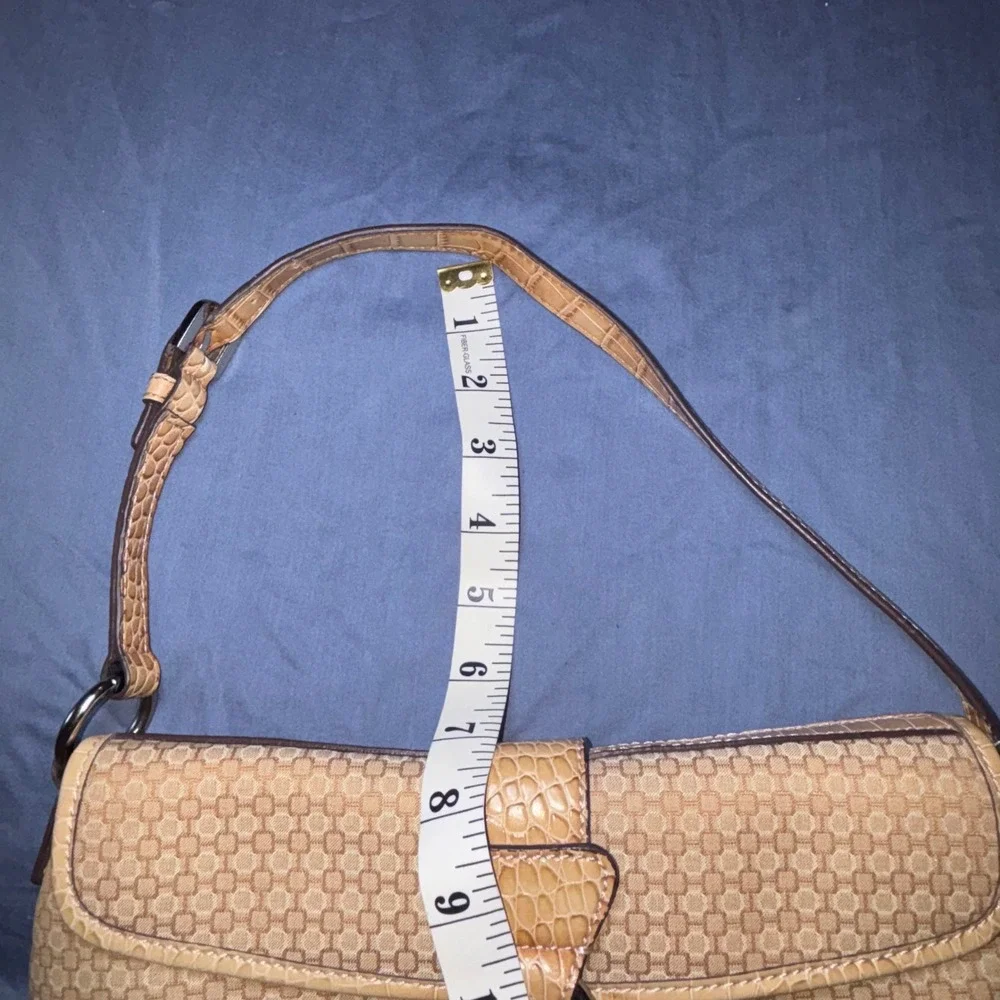 Vintage Y2K Nine West Baguette Shoulder Bag Tan Geo Canvas With Matching Wallet - Picture 3 of 8